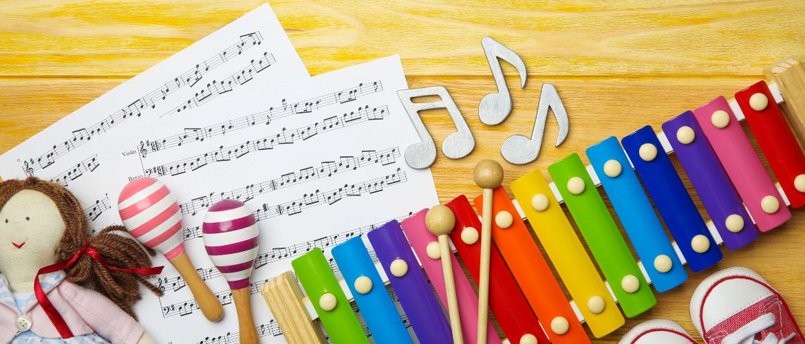 Children learn about music when they play.